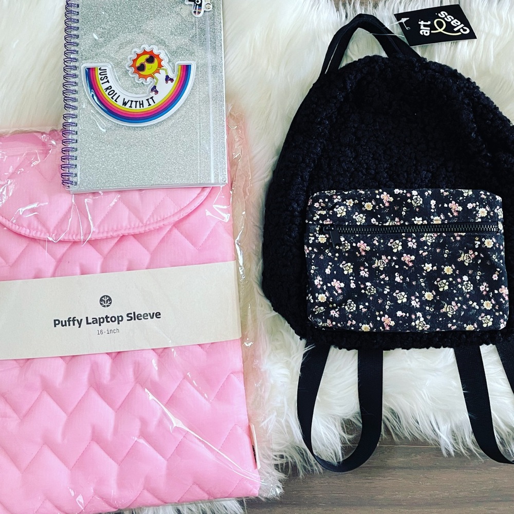3 Piece Bundle - Floral backpack, laptop cover and Notebook